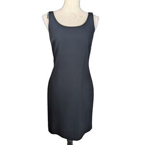 Ann Taylor Black Sheath Dress Size 2 Sleeveless Career Cocktail
